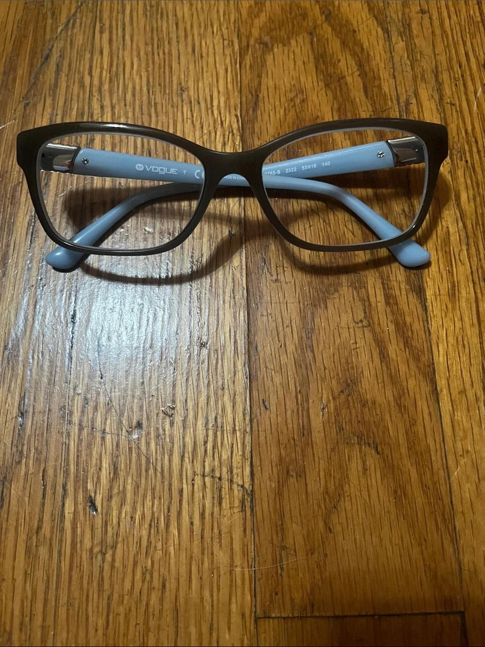 Vogue Black Front Eyeglasses with Light Blue Embellished Temples